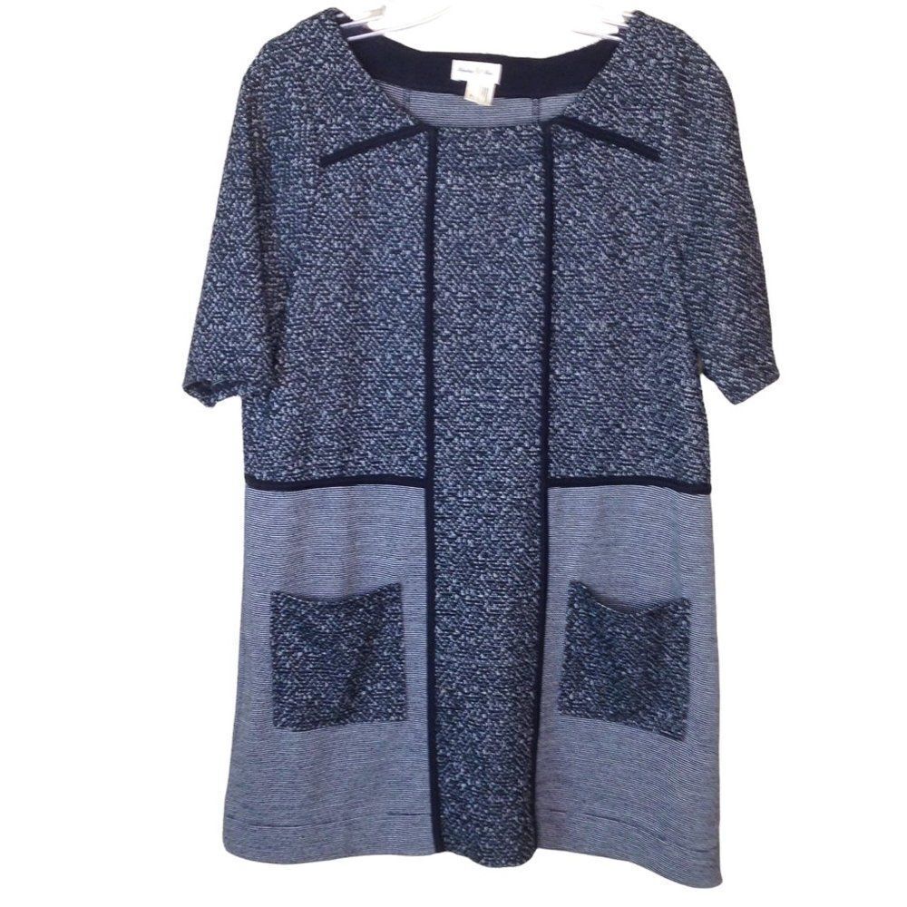 Anthropologie | Meadow Rue Gray and Black Boho Dress with Square Pockets Small